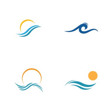 Su dalgası ikonu vektör çizim logosu kümesi