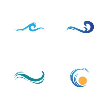 Su dalgası ikonu vektör çizim logosu kümesi
