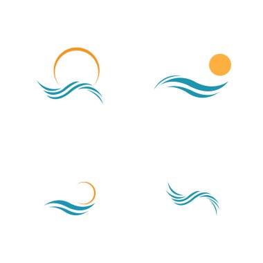 Su dalgası ikonu vektör çizim logosu kümesi