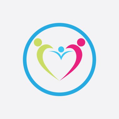 creative Family Logo Design Template on gray background- vector