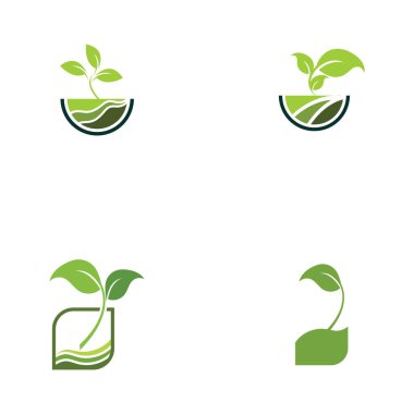 set of green plant farm vector logo concept design 