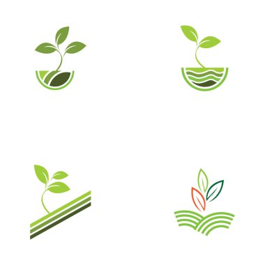 set of green plant farm vector logo concept design 