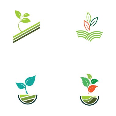set of green plant farm vector logo concept design 