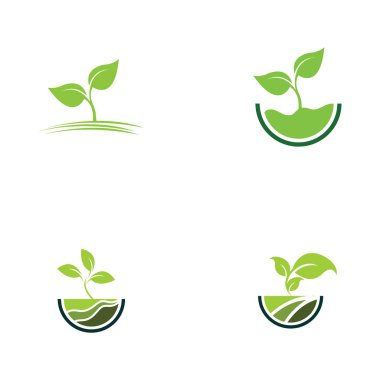 set of green plant farm vector logo concept design 