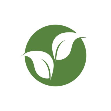 Yeşil yapraklı ekoloji doğa element ikonu logoları