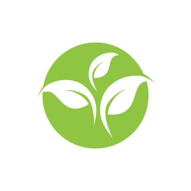 Yeşil yapraklı ekoloji doğa element ikonu logoları
