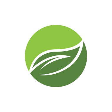 Yeşil yapraklı ekoloji doğa element ikonu logoları