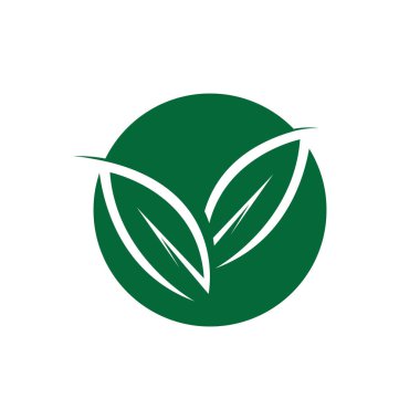 Yeşil yapraklı ekoloji doğa element ikonu logoları