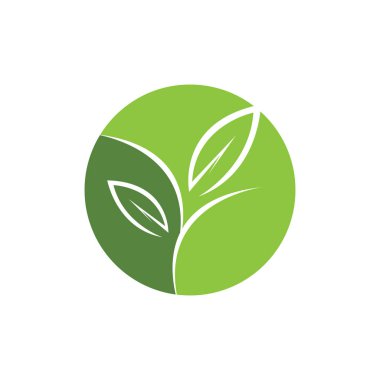 Yeşil yapraklı ekoloji doğa element ikonu logoları