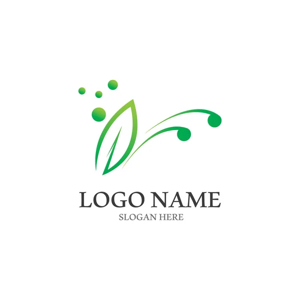 Progettazione Del Logo Vettoriale Della Foglia Dell Albero Concetto Ecologico — Vettoriale Stock