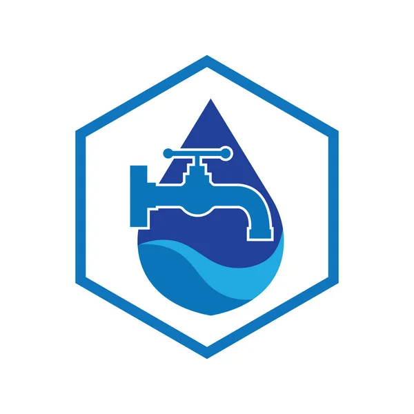 Sześciokąt Logo Hydrauliczne Twórczy Wektor Ilustracji — Wektor stockowy