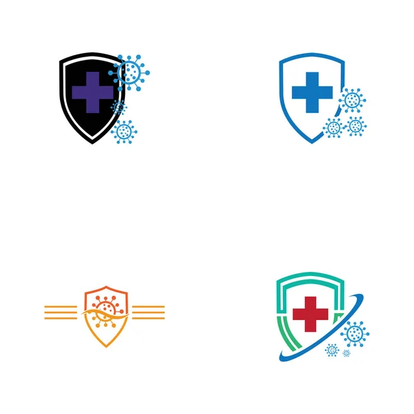 Illustration Vectorielle Ensemble Logo Symbole Protection Contre Virus — Image vectorielle
