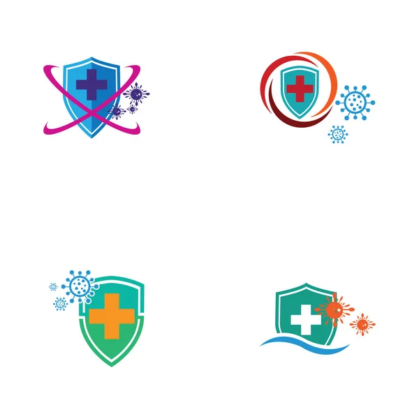 Vektor Illustration Set Von Virenschutz Logo Und Symbol — Stockvektor