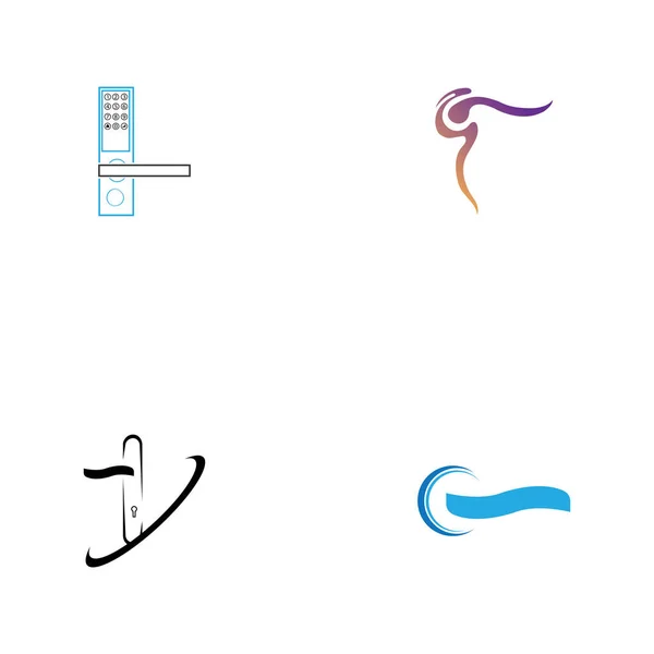 Набор Векторного Логотипа Дверной Ручки Дизайн Символа — стоковый вектор