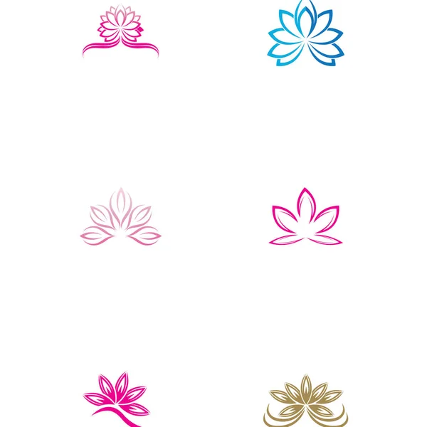 Набір Краси Векторні Квіти Лотос Дизайн Логотип Значок Шаблону — стоковий вектор
