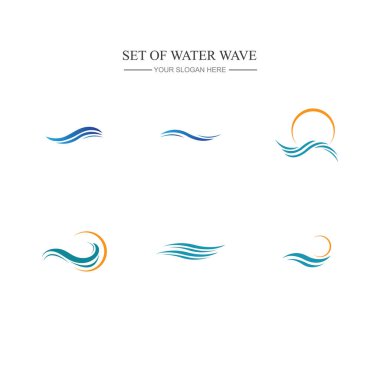 set of Water wave icon vector illustration design logo clipart