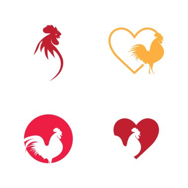 Rooster logo resimlerinin vektör kümesi çizim tasarımı