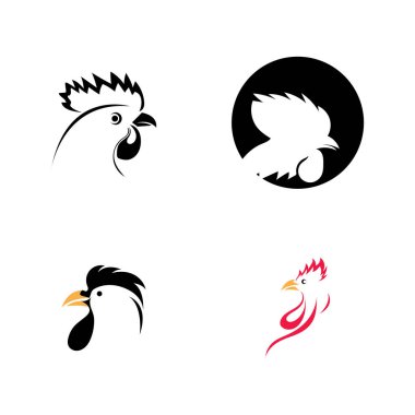 Rooster logo resimlerinin vektör kümesi çizim tasarımı