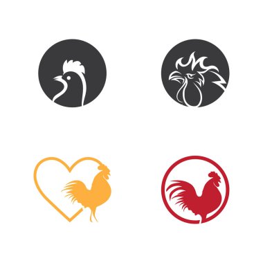 Rooster logo resimlerinin vektör kümesi çizim tasarımı
