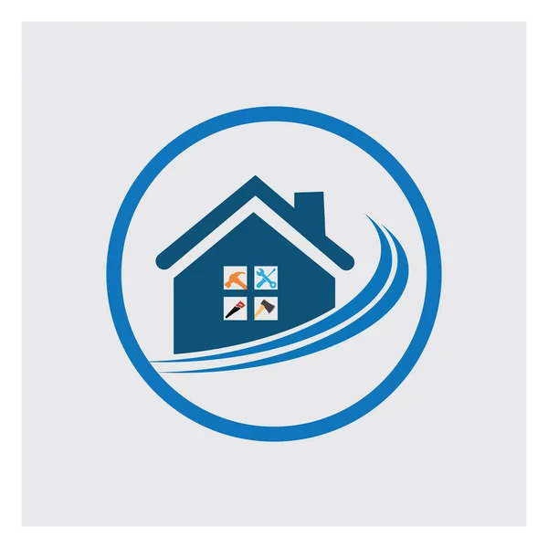 Einfach Haus Reparatur Logo Bilder Illustration Design Auf Grauem Hintergrund — Stockvektor