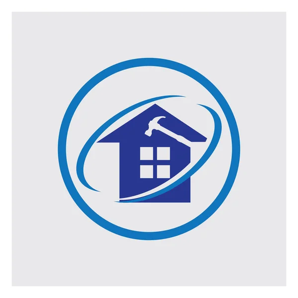 Casa Simples Reparação Logotipo Imagens Ilustração Design Fundo Cinza — Vetor de Stock
