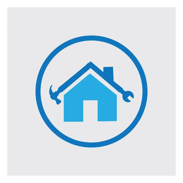 Proste House Naprawy Logo Obrazy Ilustracji Projekt Szarym Tle — Wektor stockowy