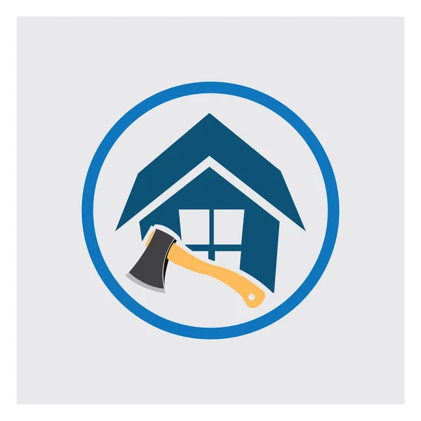 Eenvoudige Huis Reparatie Logo Afbeeldingen Illustratie Ontwerp Grijze Achtergrond — Stockvector
