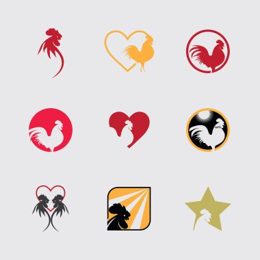 Gri arkaplanda vektör illüstrasyon horoz başı logosu