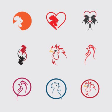 Gri arkaplanda vektör illüstrasyon horoz başı logosu