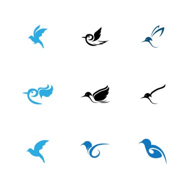 Kuş logosunun vektör kümesi ve sembolik resim çizimi tasarımı