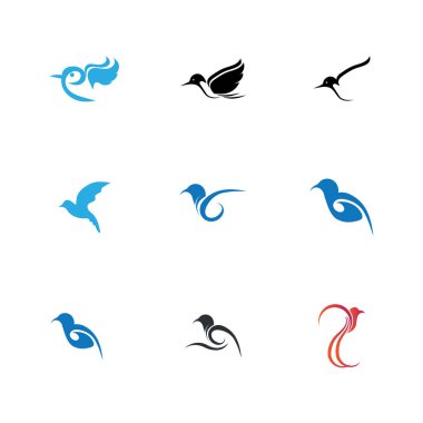 Kuş logosunun vektör kümesi ve sembolik resim çizimi tasarımı