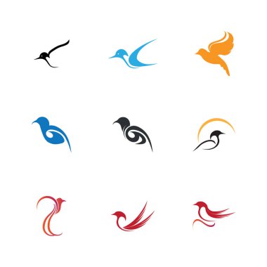 Kuş logosunun vektör kümesi ve sembolik resim çizimi tasarımı