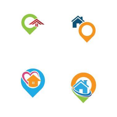 Ev noktası logo vektörü, ev kombinasyonlu Pin simgesi
