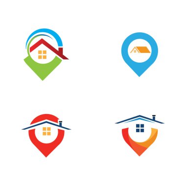 Ev noktası logo vektörü, ev kombinasyonlu Pin simgesi