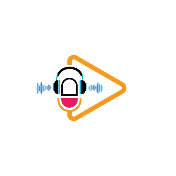 Podcast Logo Afbeeldingen Illustratie Desig — Stockvector