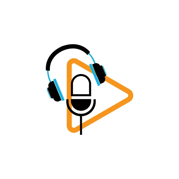 Podcast Logo Afbeeldingen Illustratie Desig — Stockvector