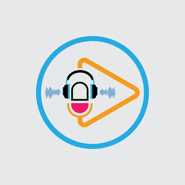 Podcasts Vlakke Vectorillustratie Icoon Logo Ontwerp — Stockvector