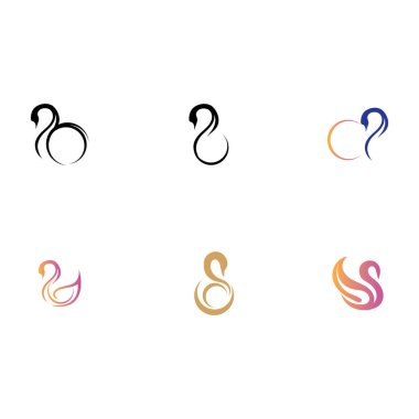 Beyaz arkaplanda Kuğu logosu ve sembol resimlerinin tasarımı