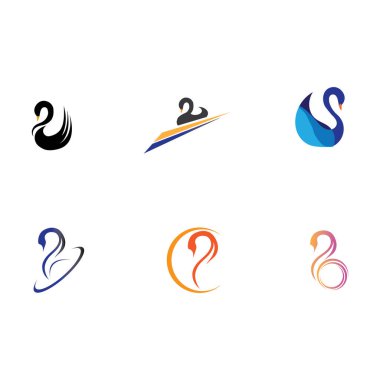 Beyaz arkaplanda Kuğu logosu ve sembol resimlerinin tasarımı