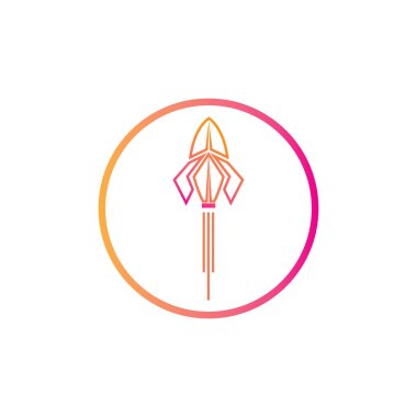 Beyaz arkaplanda roket logosu ve sembol tasarımı çizimi