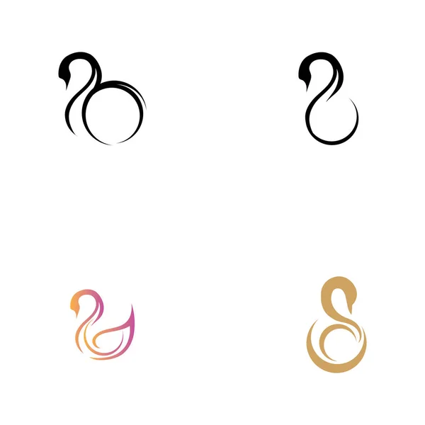 Schwan Logo Und Symbolset Bilder Illustration Design — Stockvektor