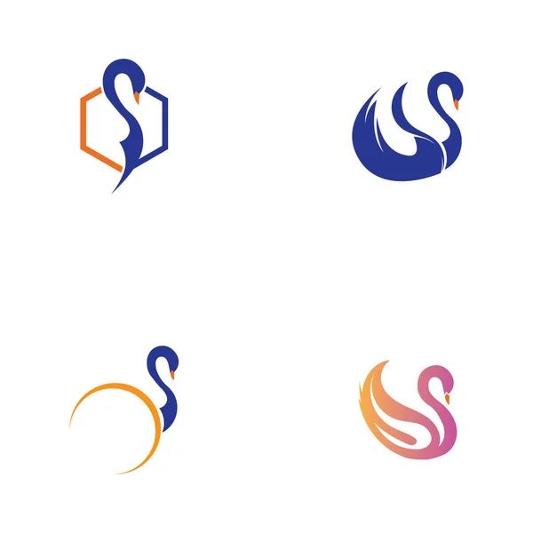 Logotipo Cisne Símbolo Conjunto Imágenes Diseño Ilustración — Vector de stock