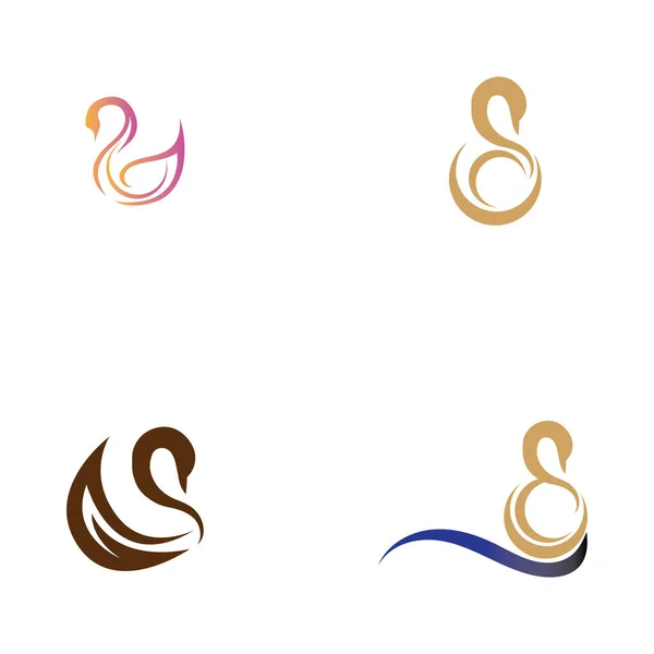 Schwan Logo Und Symbolset Bilder Illustration Design — Stockvektor