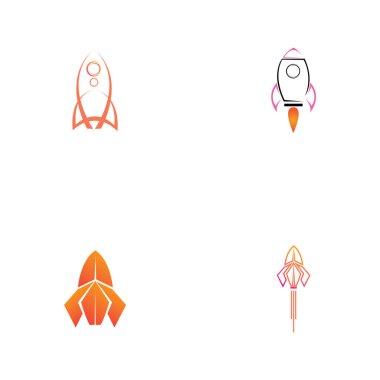 Beyaz arkaplanda roket logo vektör çizim şablonu