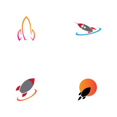 Beyaz arkaplanda roket logo vektör çizim şablonu