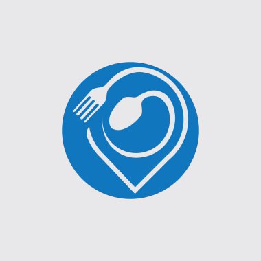 Gıda Noktası Logosu ve sembol gri arkaplan üzerinde konsept vektörü dizayn eder