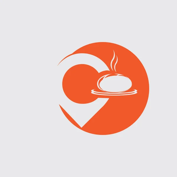 Food Point Logo Und Symboldesign Konzeptvektor Auf Grauem Hintergrund — Stockvektor