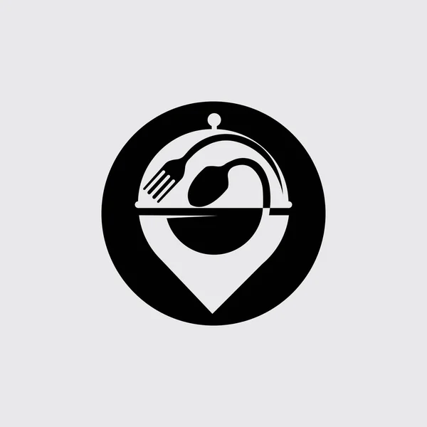 フードポイントロゴとシンボルデザインのコンセプトベクトルグレーの背景 — ストックベクタ