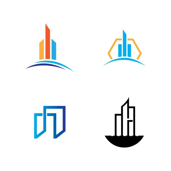 Gebäude Und Immobilien Logo Set Vektor Symbol Illustration Design — Stockvektor