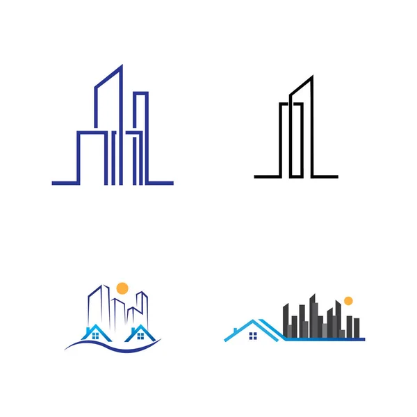 Building Real Estate Logo Set Vector Icon Illustration Design — Stock Vector